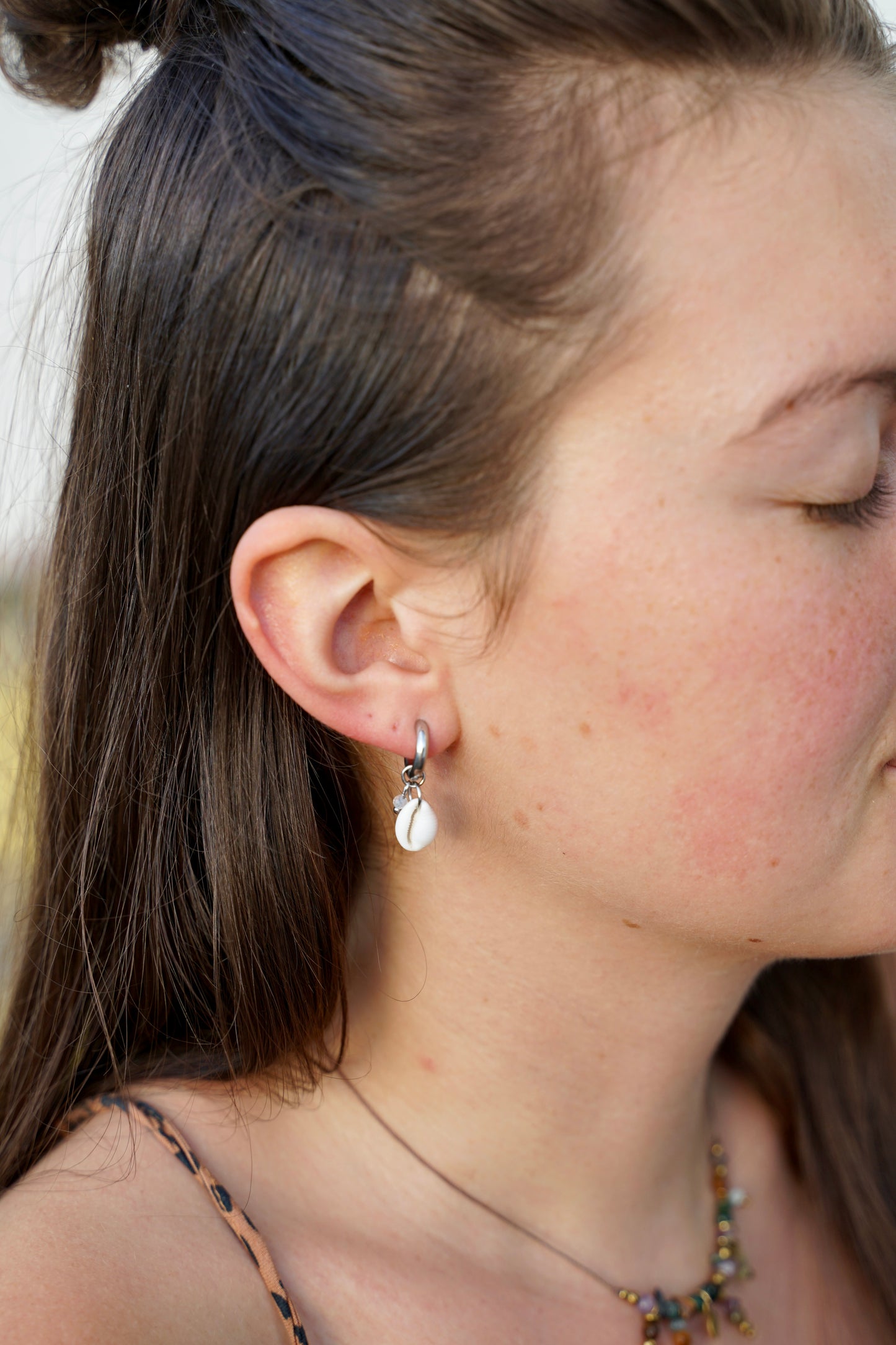 Kauri Muschel Ohrringe silber
