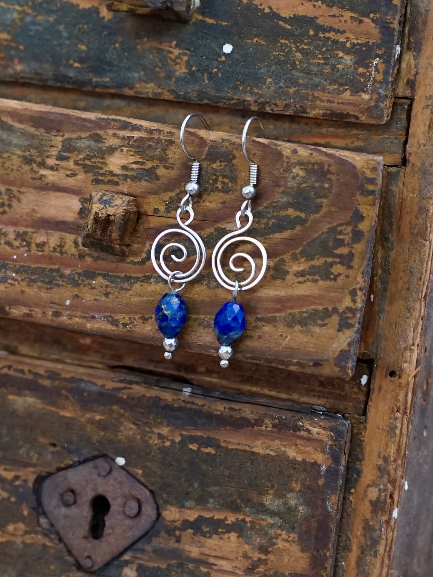 Spiral Ohrringe blau silber