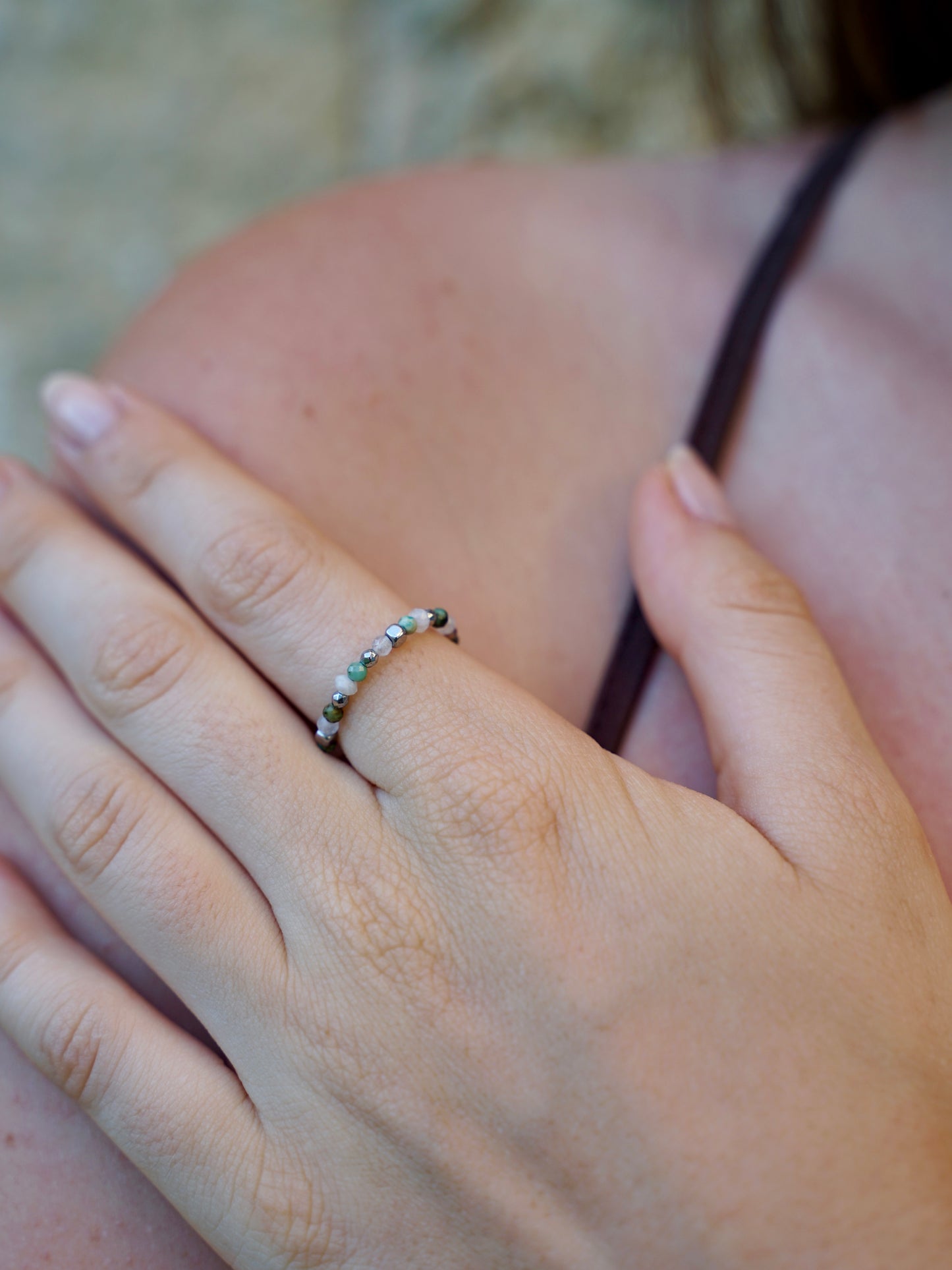 Türkis Mondstein Ring silber