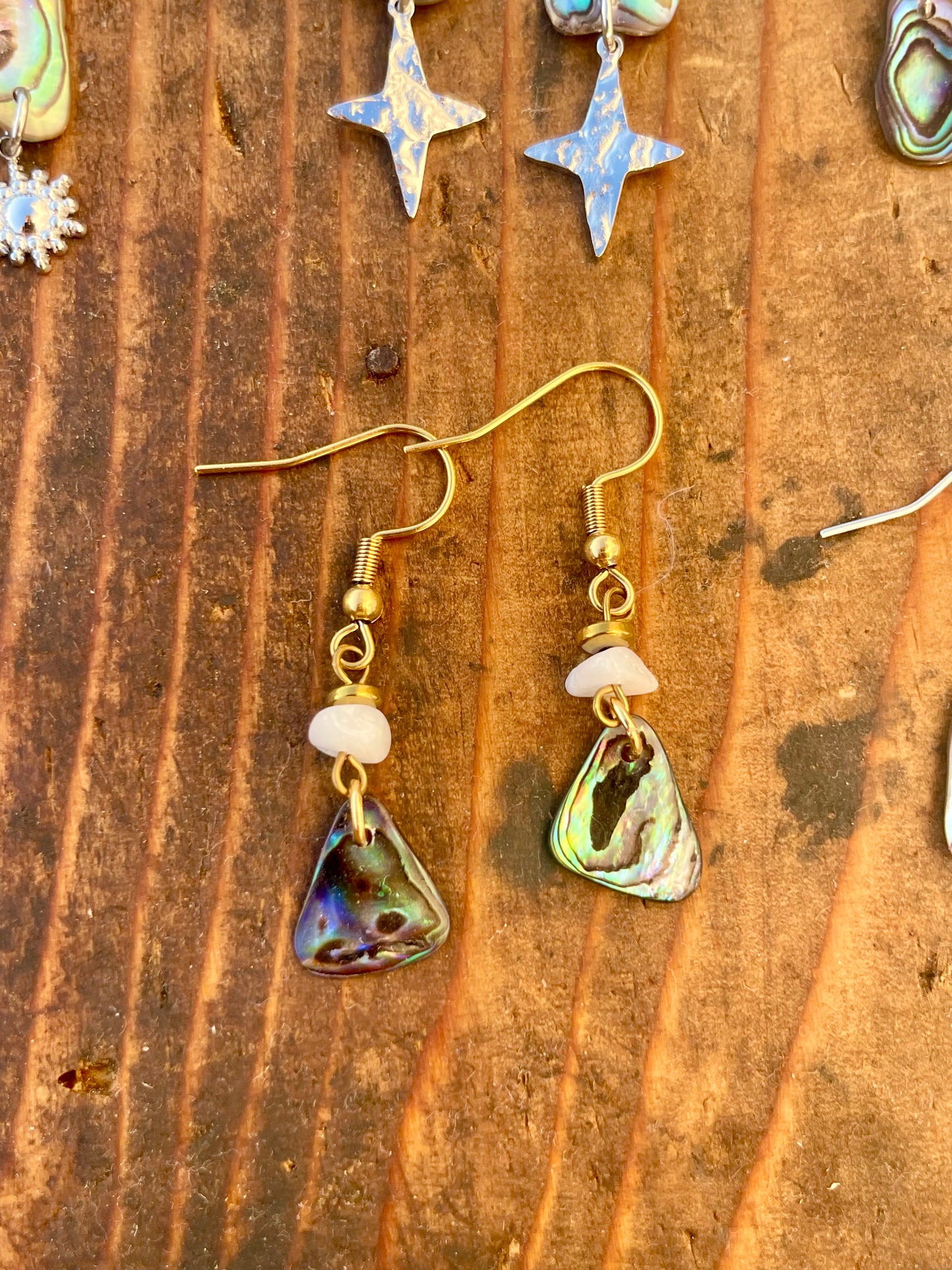 Muschel Ohrringe Jade gold