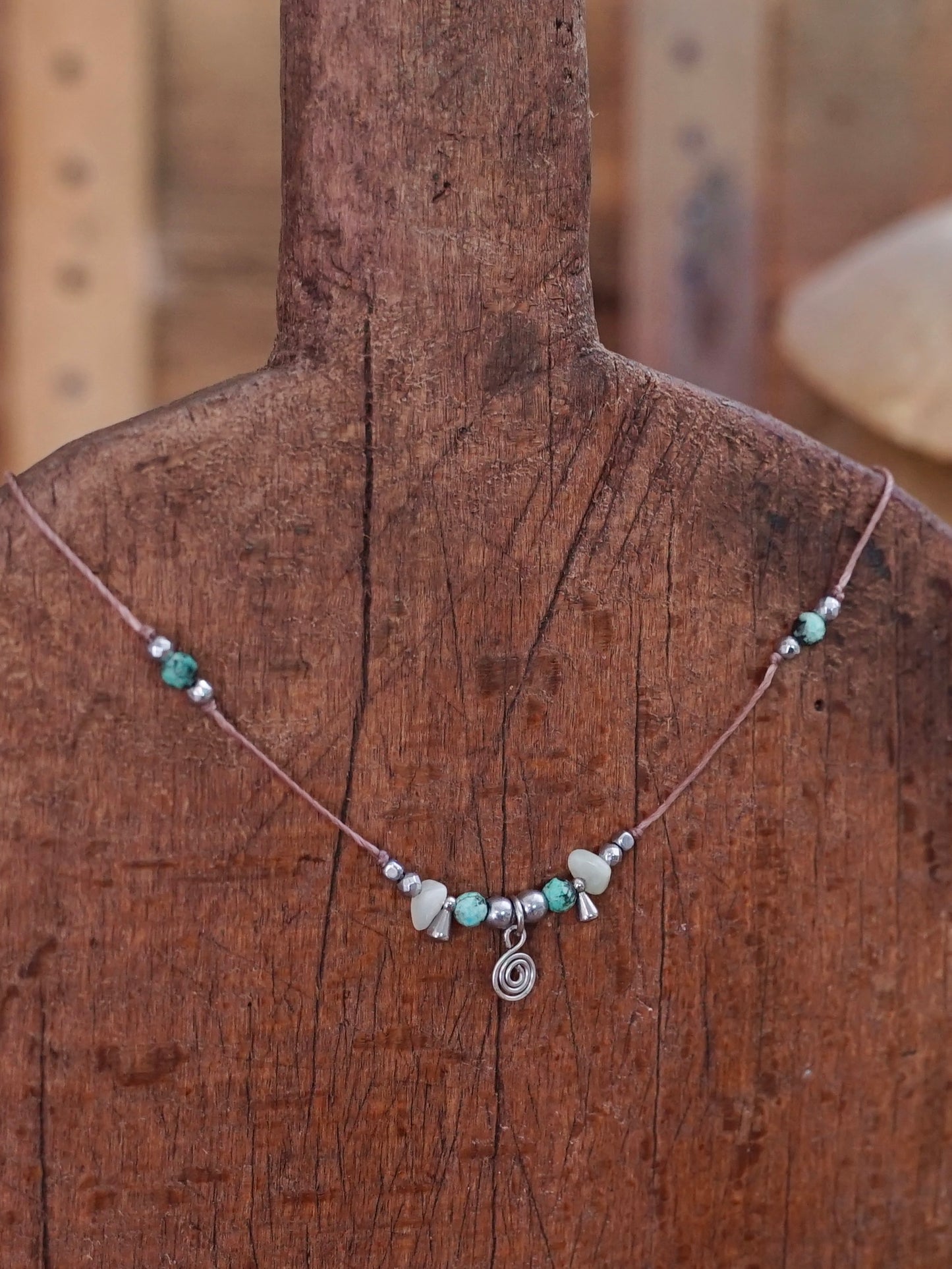 Spiral Kette Türkis silber