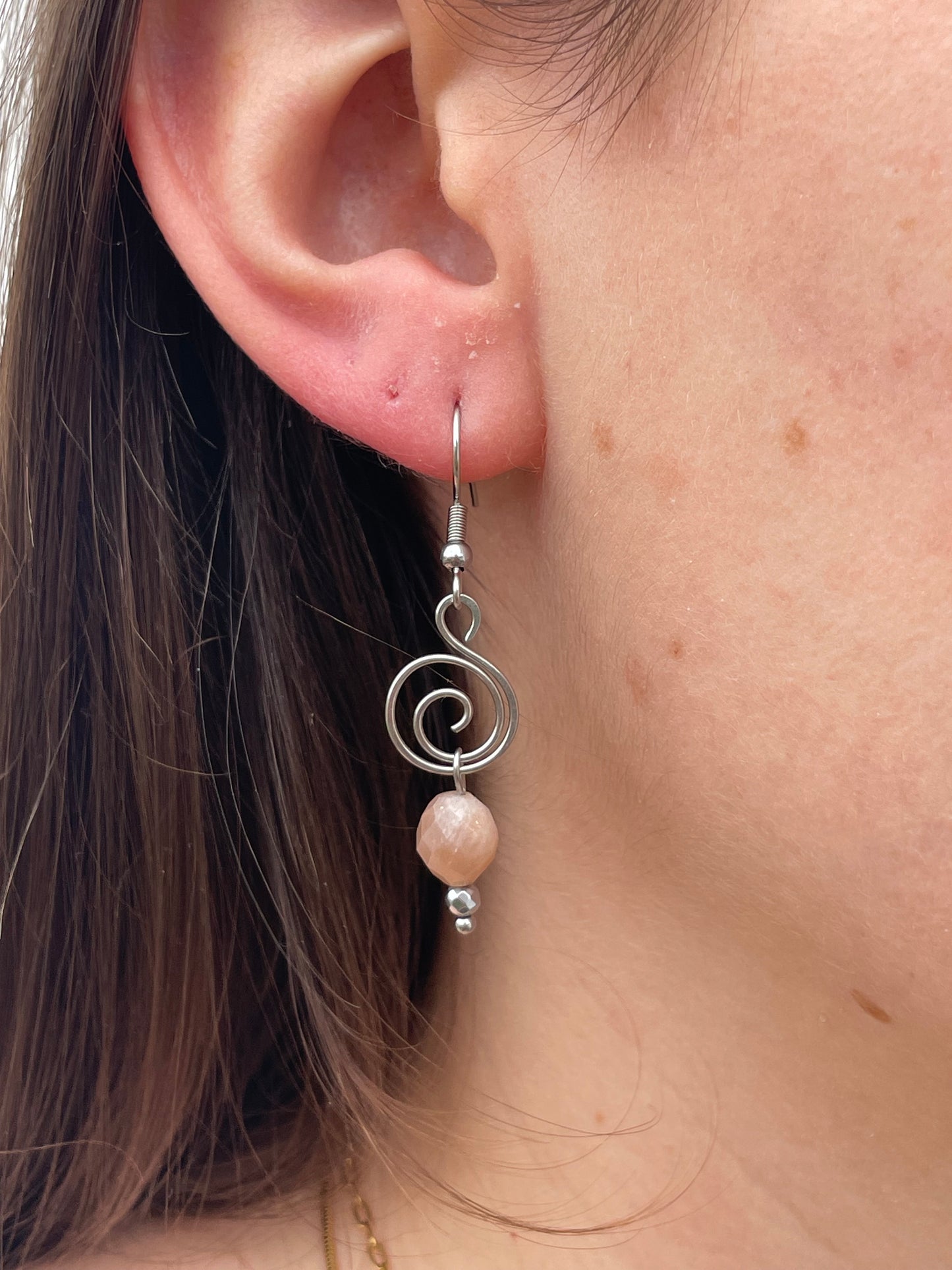 Spiral Ohrringe Mondstein silber