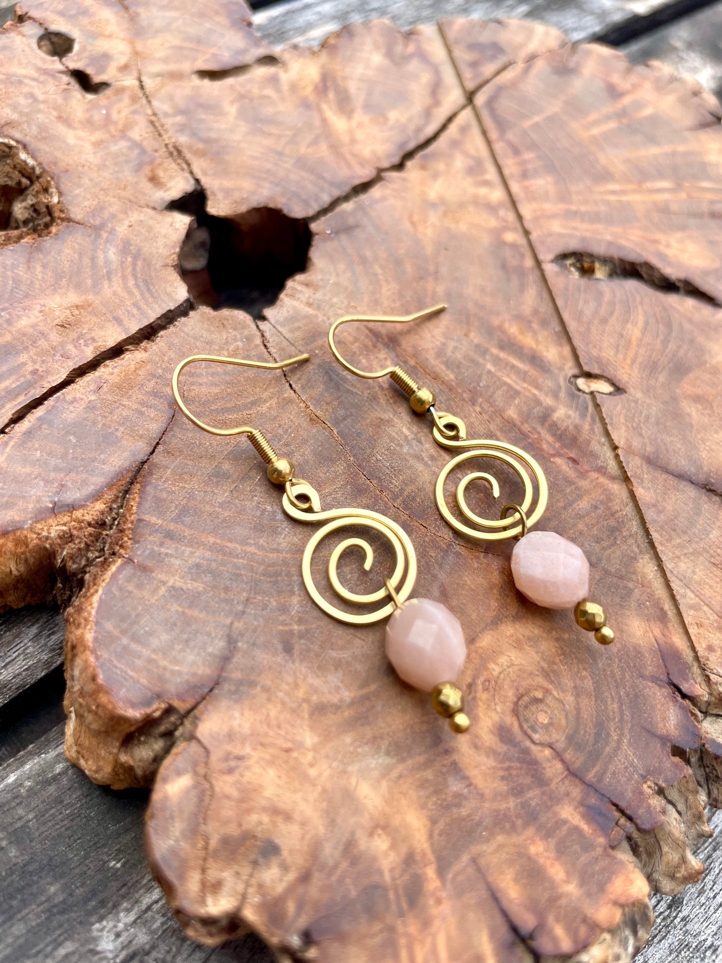Spiral Ohrringe Mondstein gold