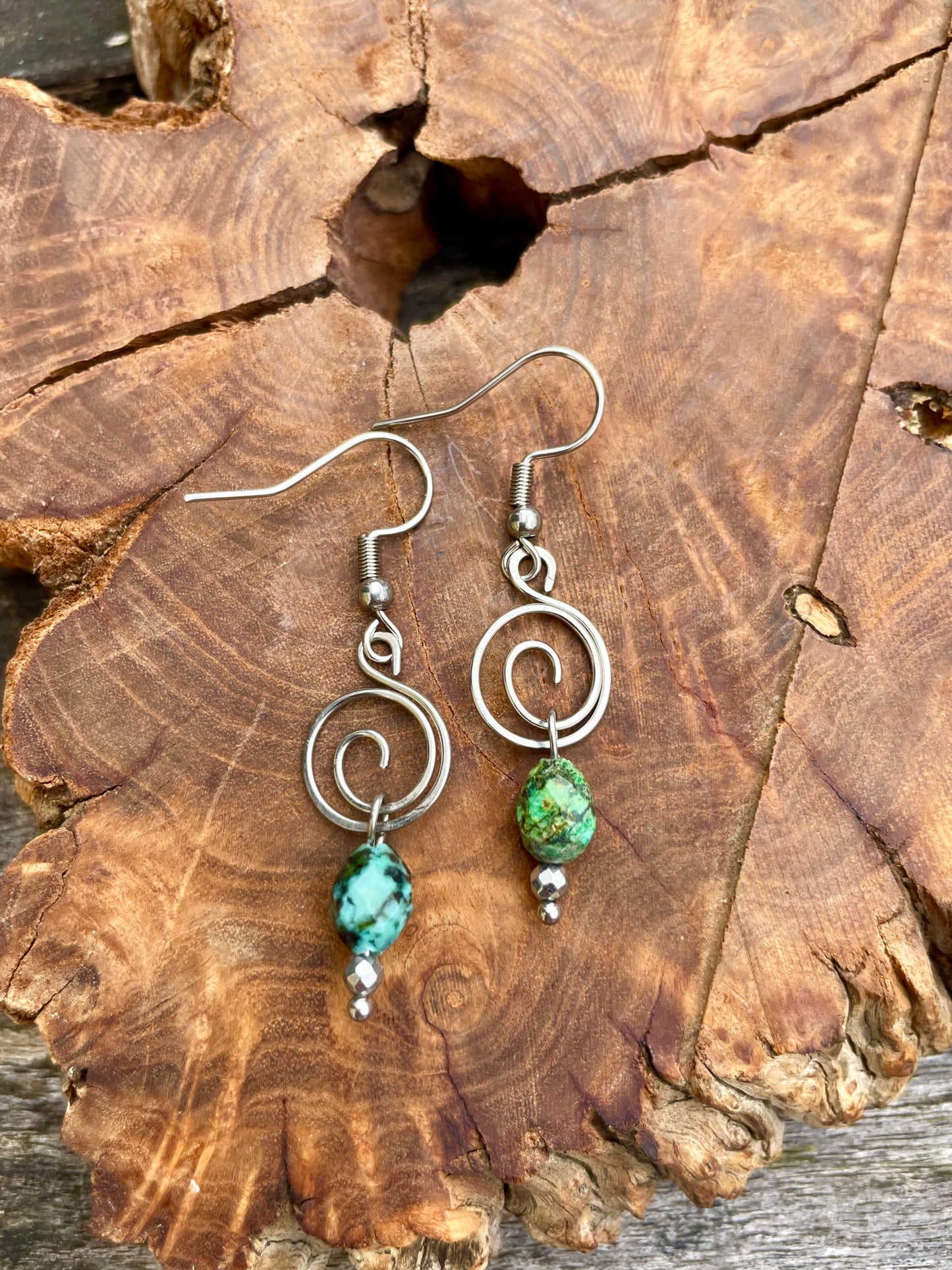 Spiral Ohrringe Türkis silber