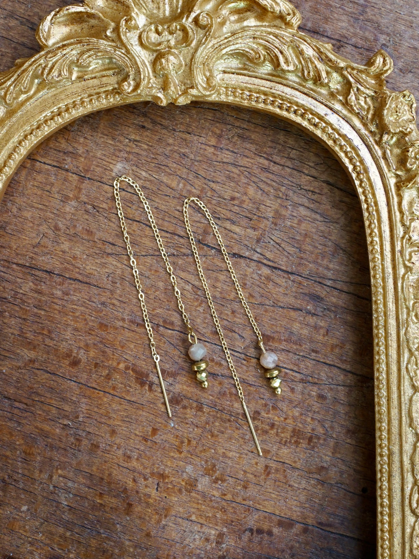 Lina Ohrringe rosa Mondstein gold