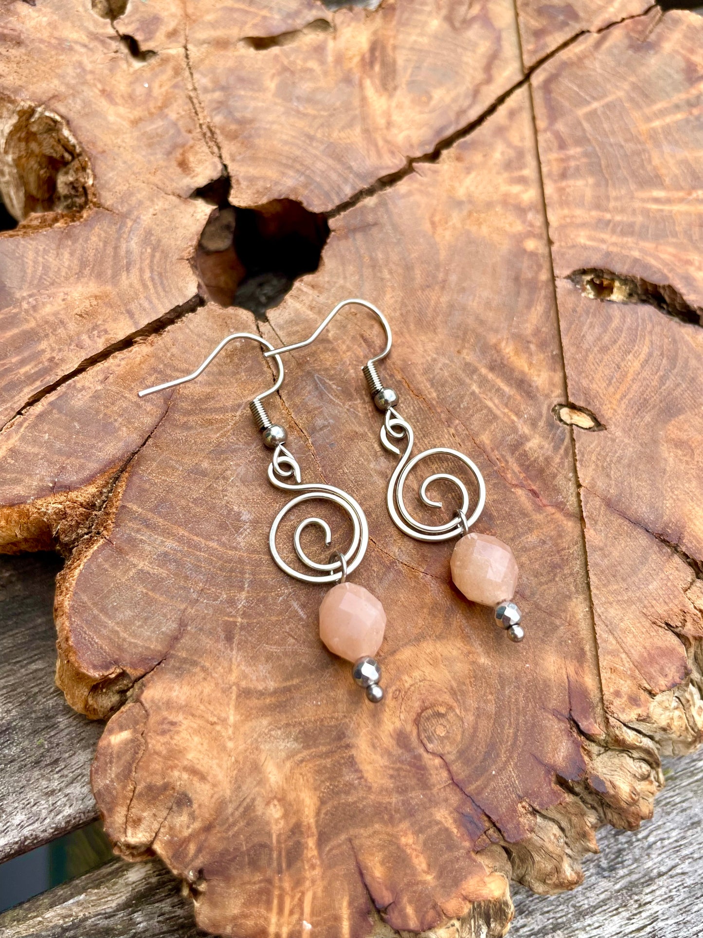 Spiral Ohrringe Mondstein silber