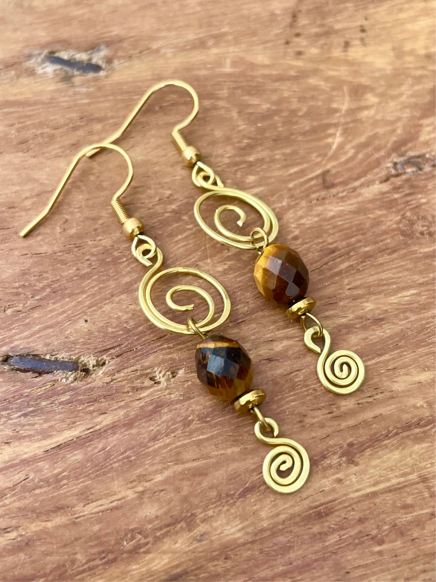 Spiral Ohrringe Tigerauge gold