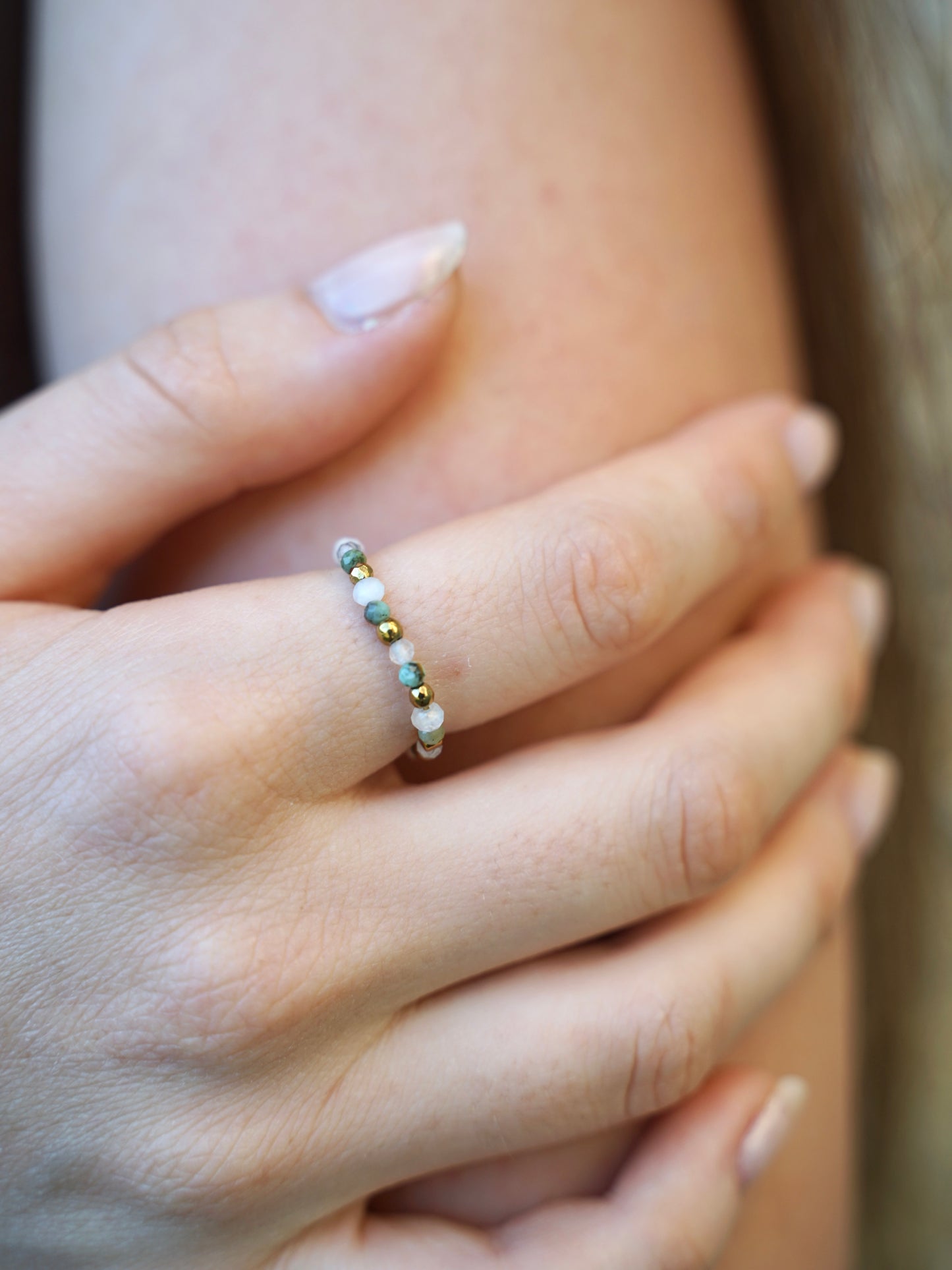 Türkis Mondstein Ring gold