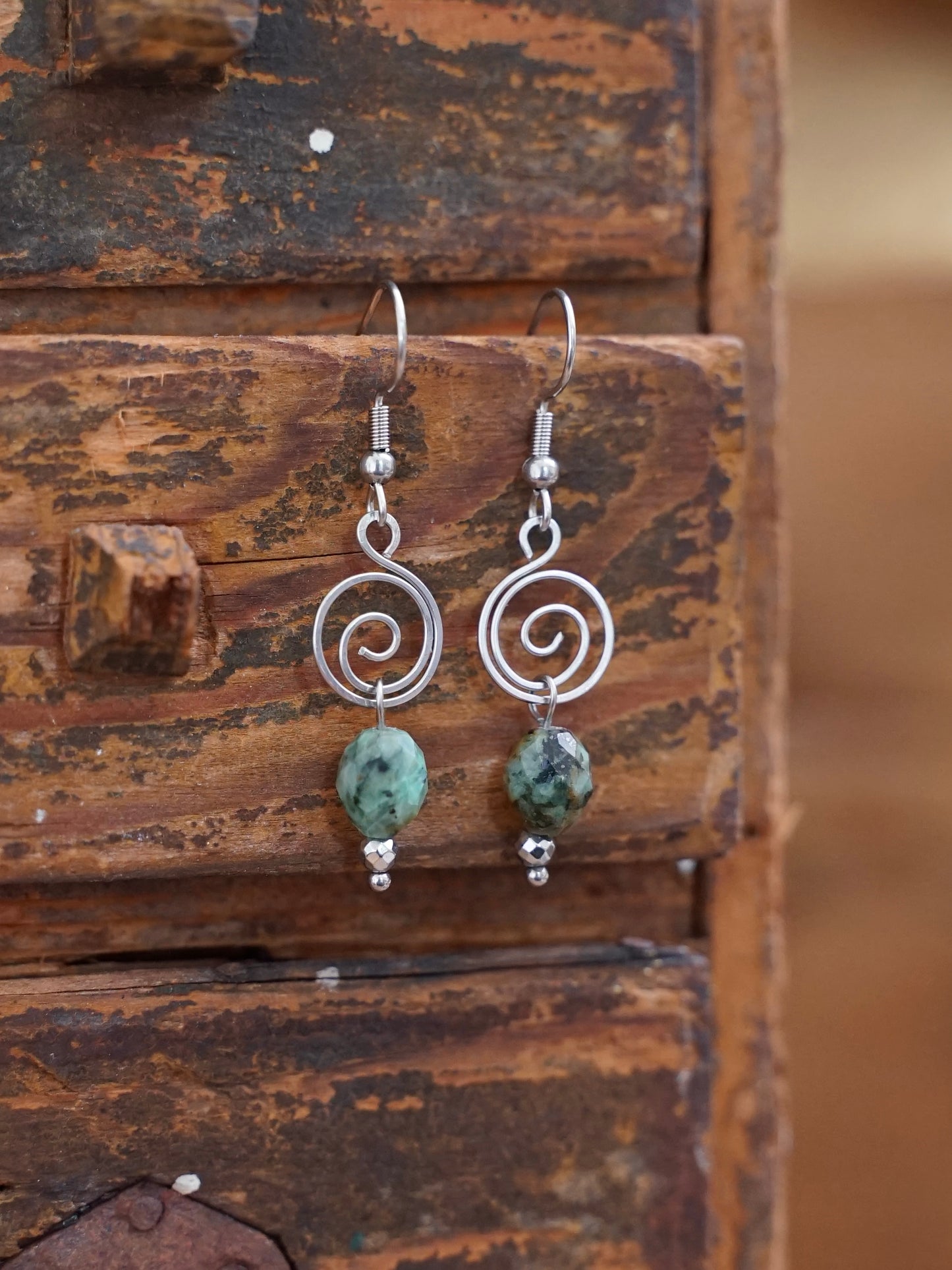 Spiral Ohrringe Türkis silber