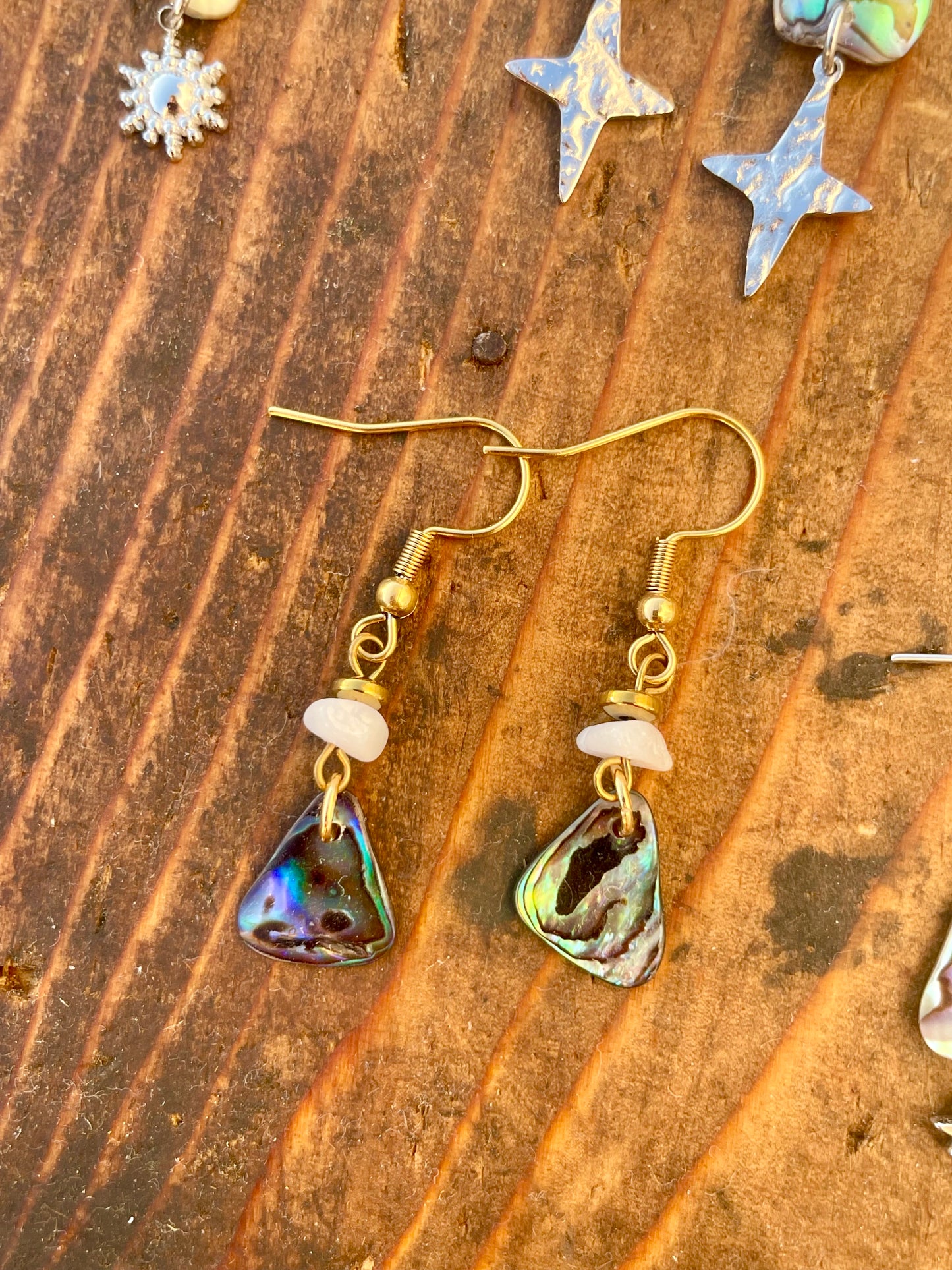 Muschel Ohrringe Jade gold