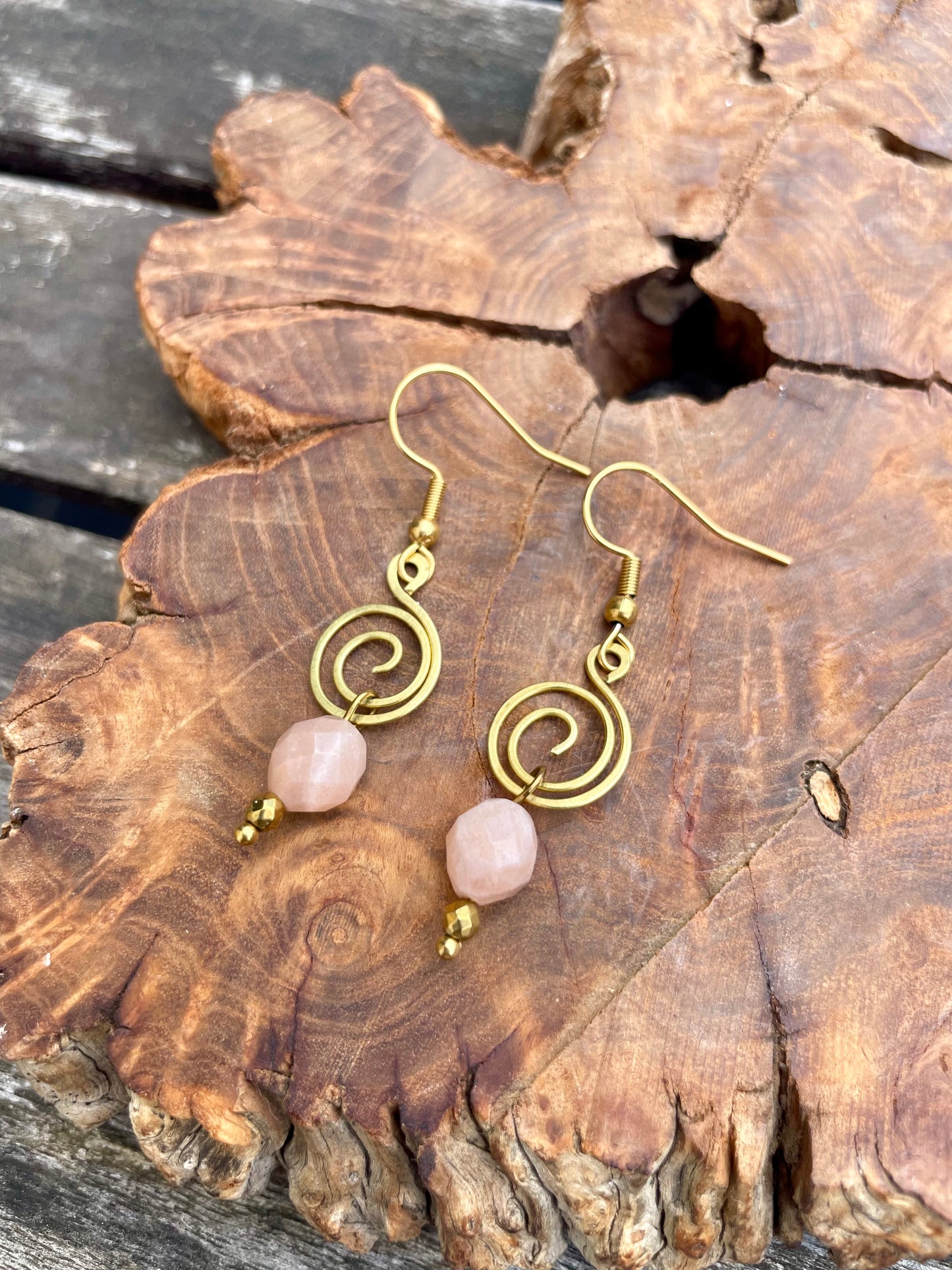 Spiral Ohrringe Mondstein gold