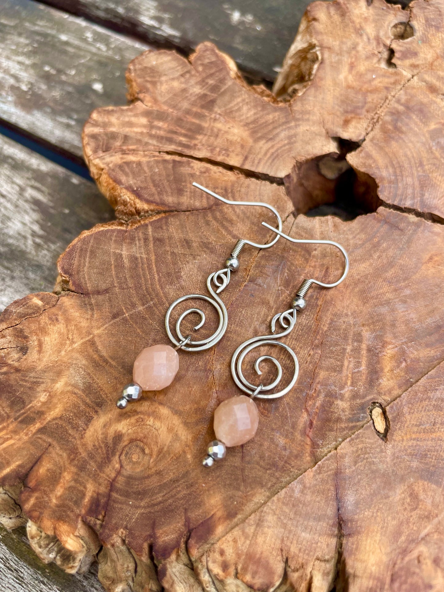 Spiral Ohrringe Mondstein silber