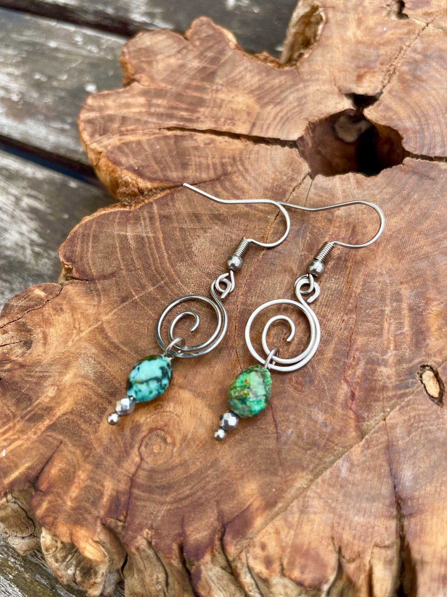 Spiral Ohrringe Türkis silber
