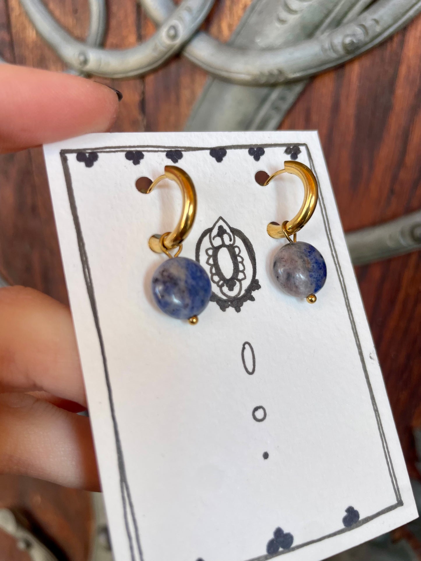 Blauer Mond Ohrringe gold