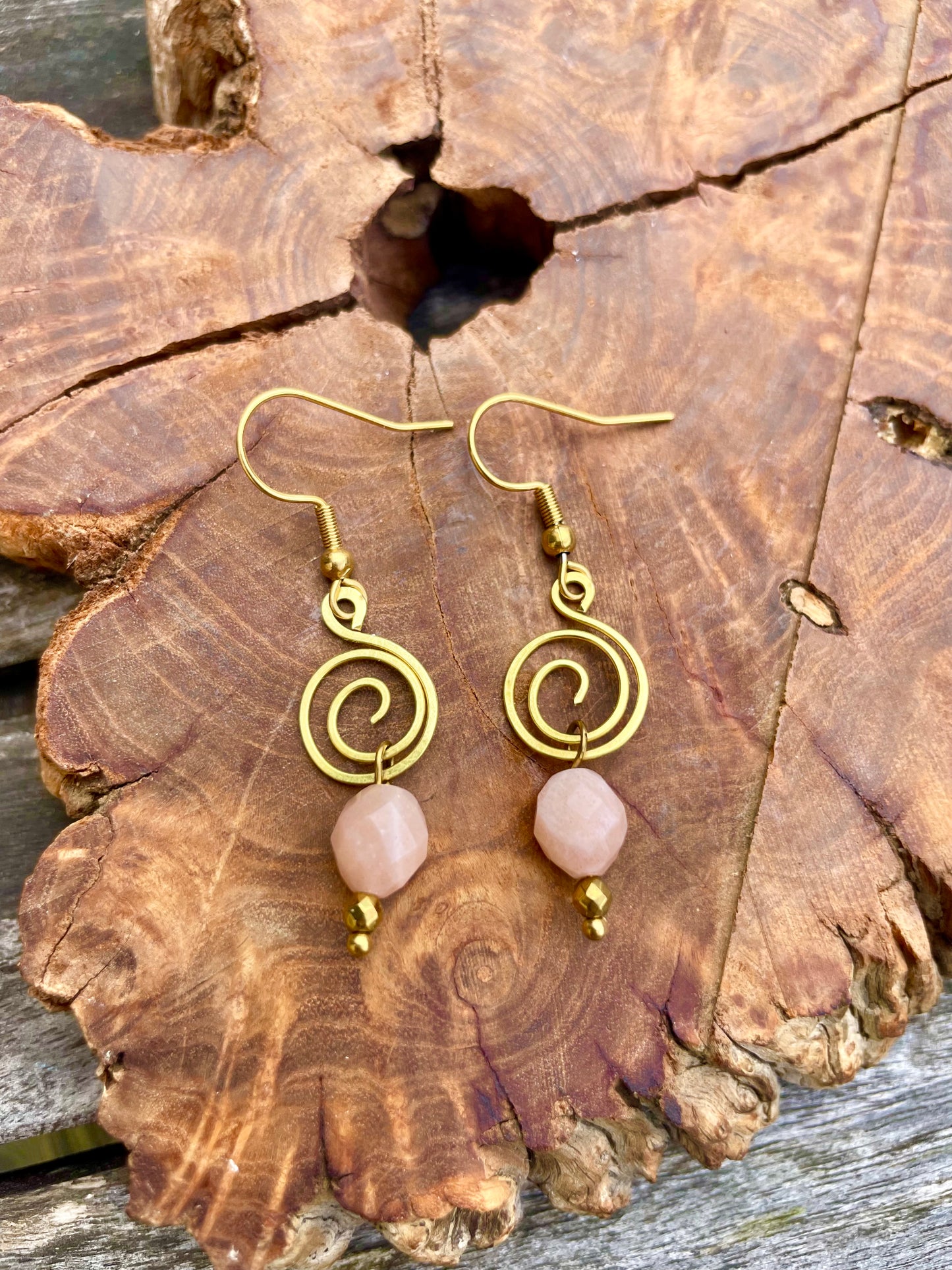 Spiral Ohrringe Mondstein gold