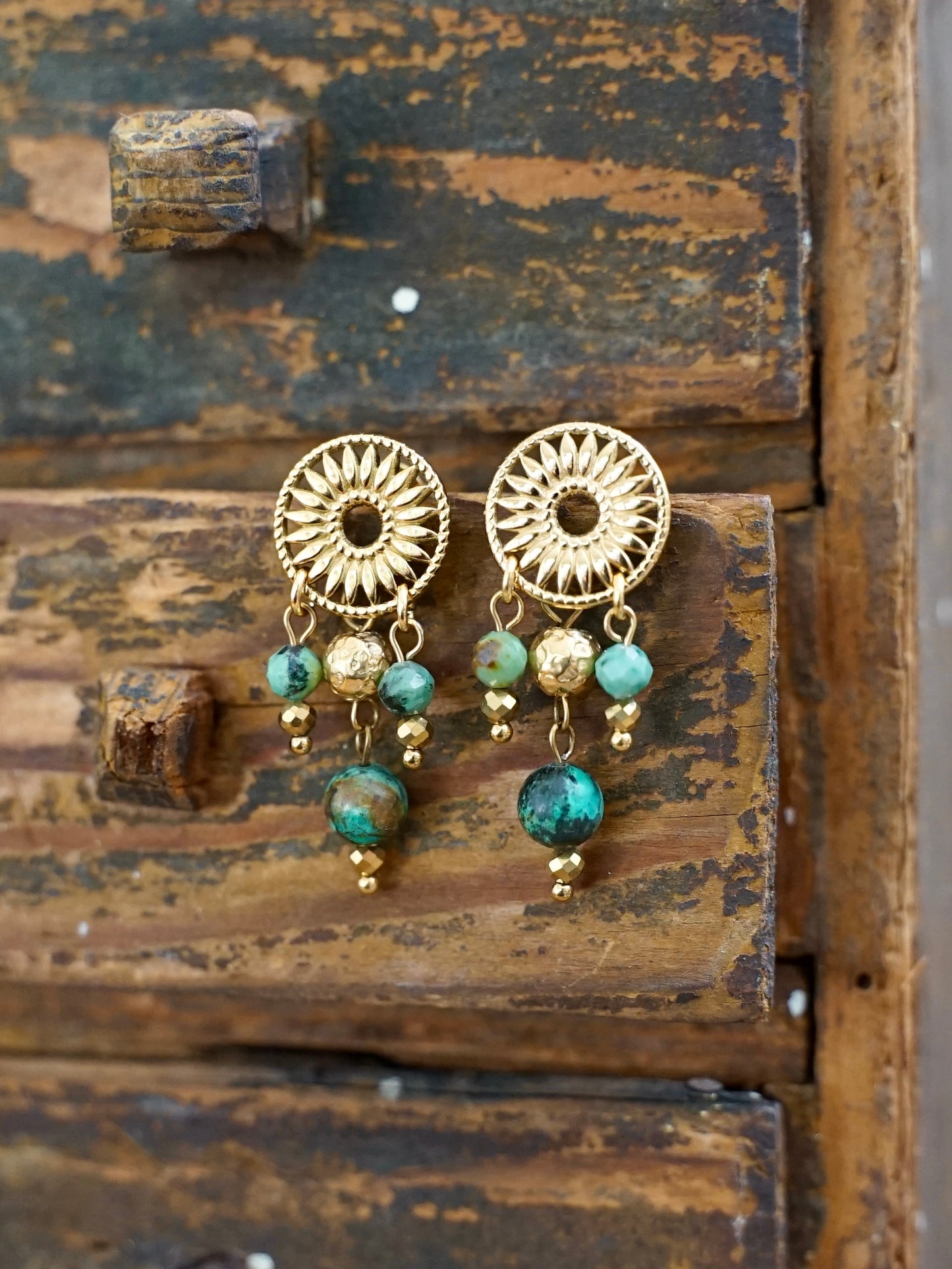 Mandala Ohrringe Türkis gold