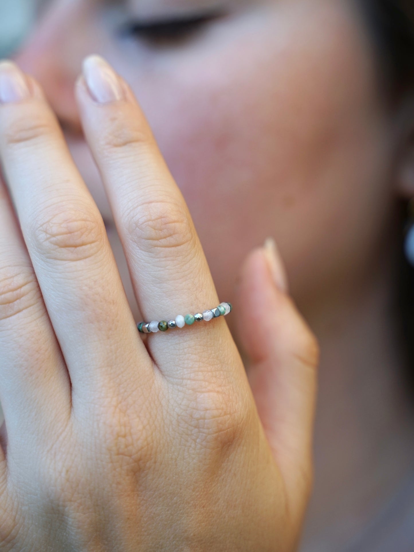 Türkis Mondstein Ring silber