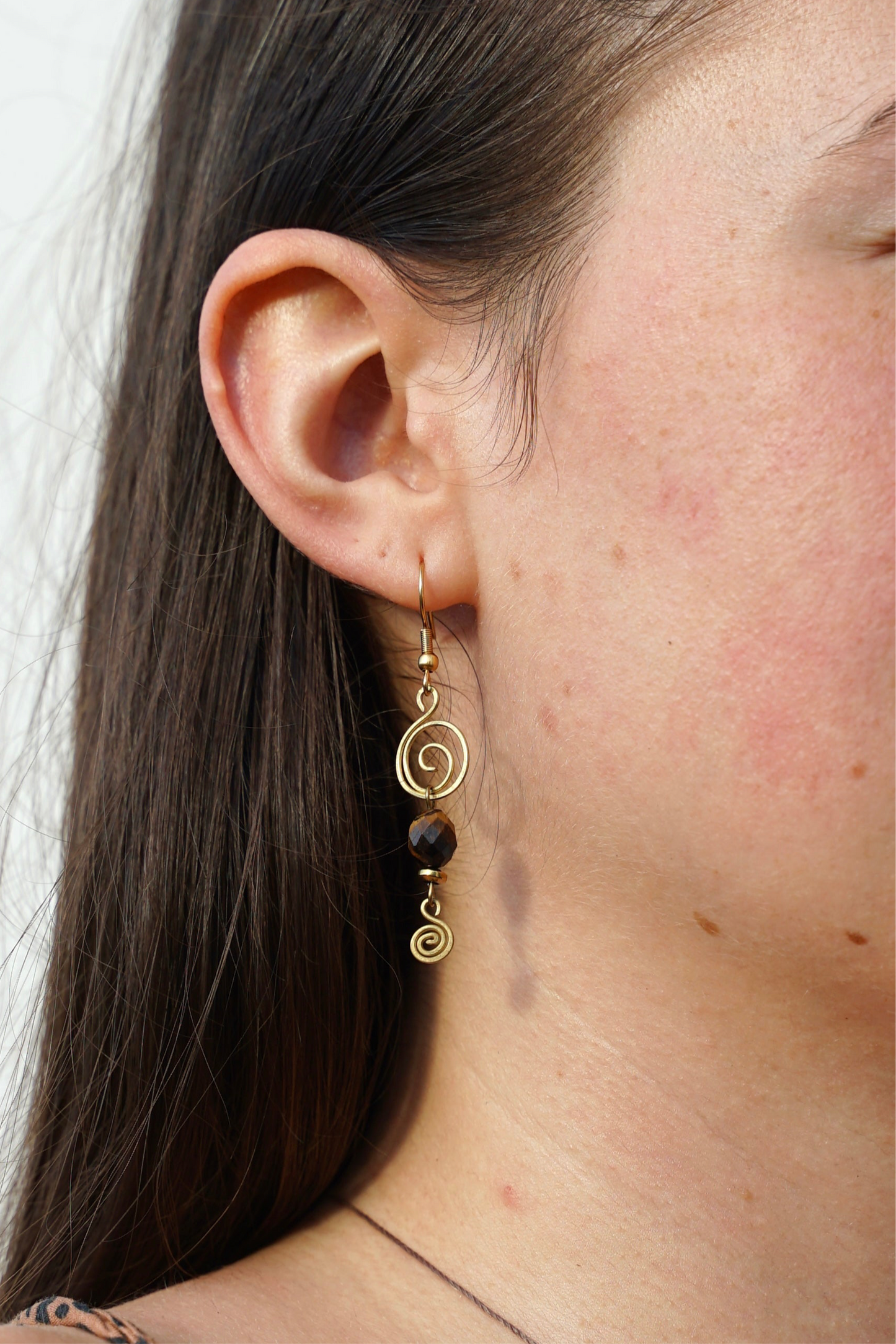 Spiral Ohrringe Tigerauge gold