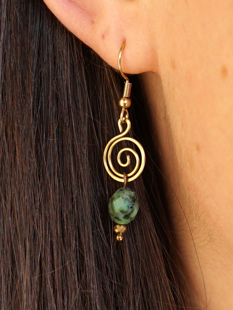 Spiral Ohrringe Türkis gold