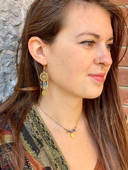 Boucles d'oreilles attrape-rêves bleu 