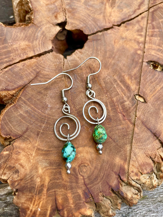 Spiral Ohrringe Türkis silber
