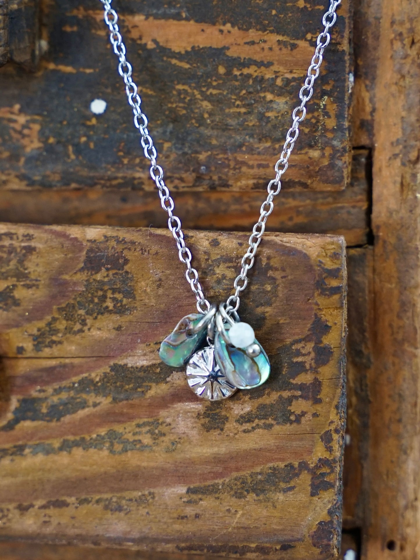 Muschel Kette Mondstein silber