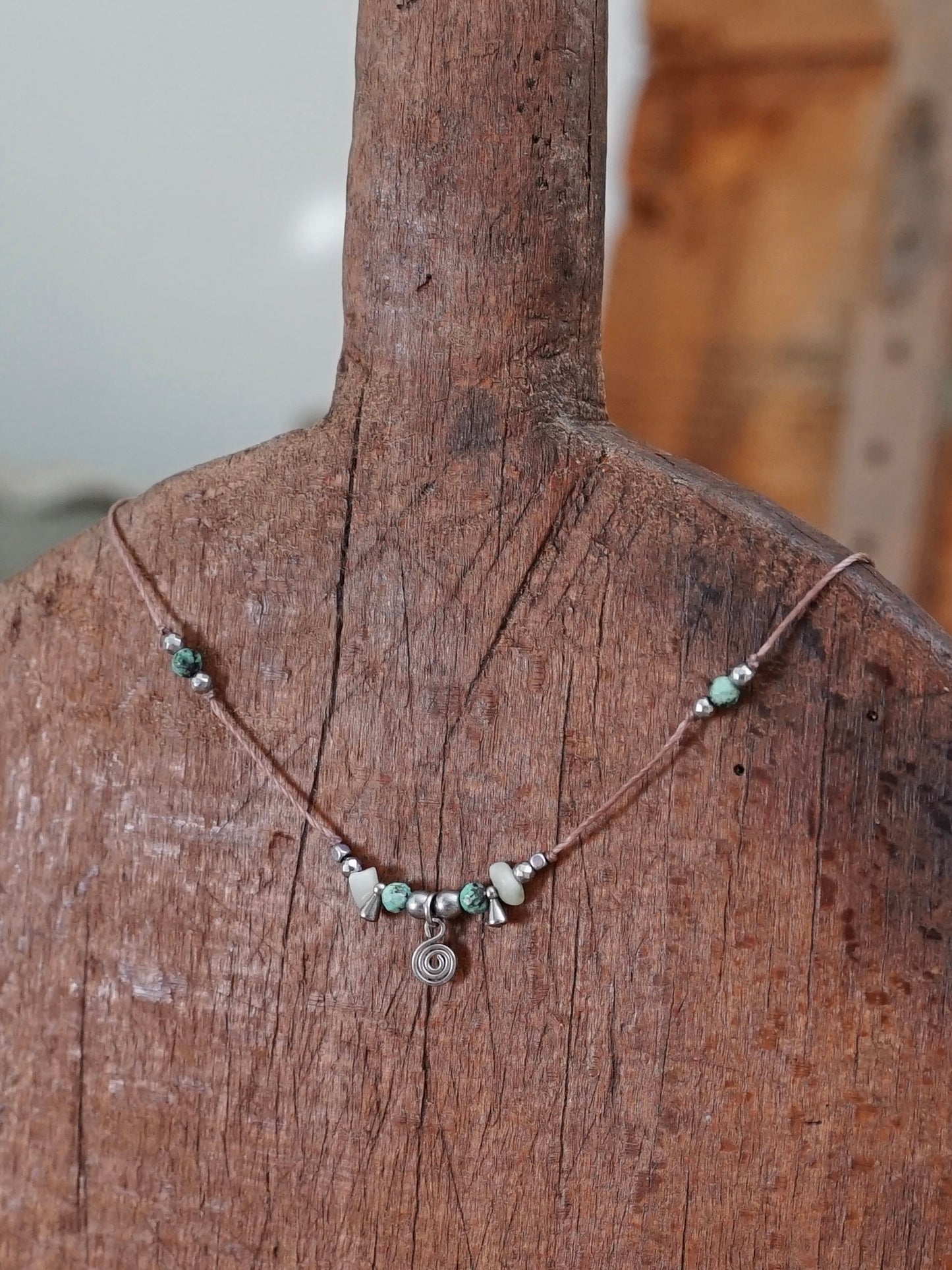 Spiral Kette Türkis silber