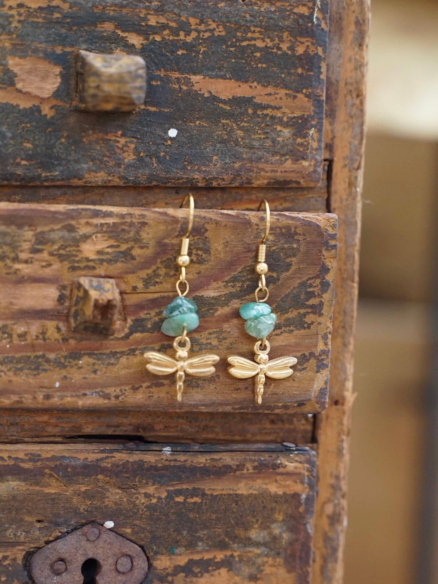 Libellen Ohrringe Achat gold