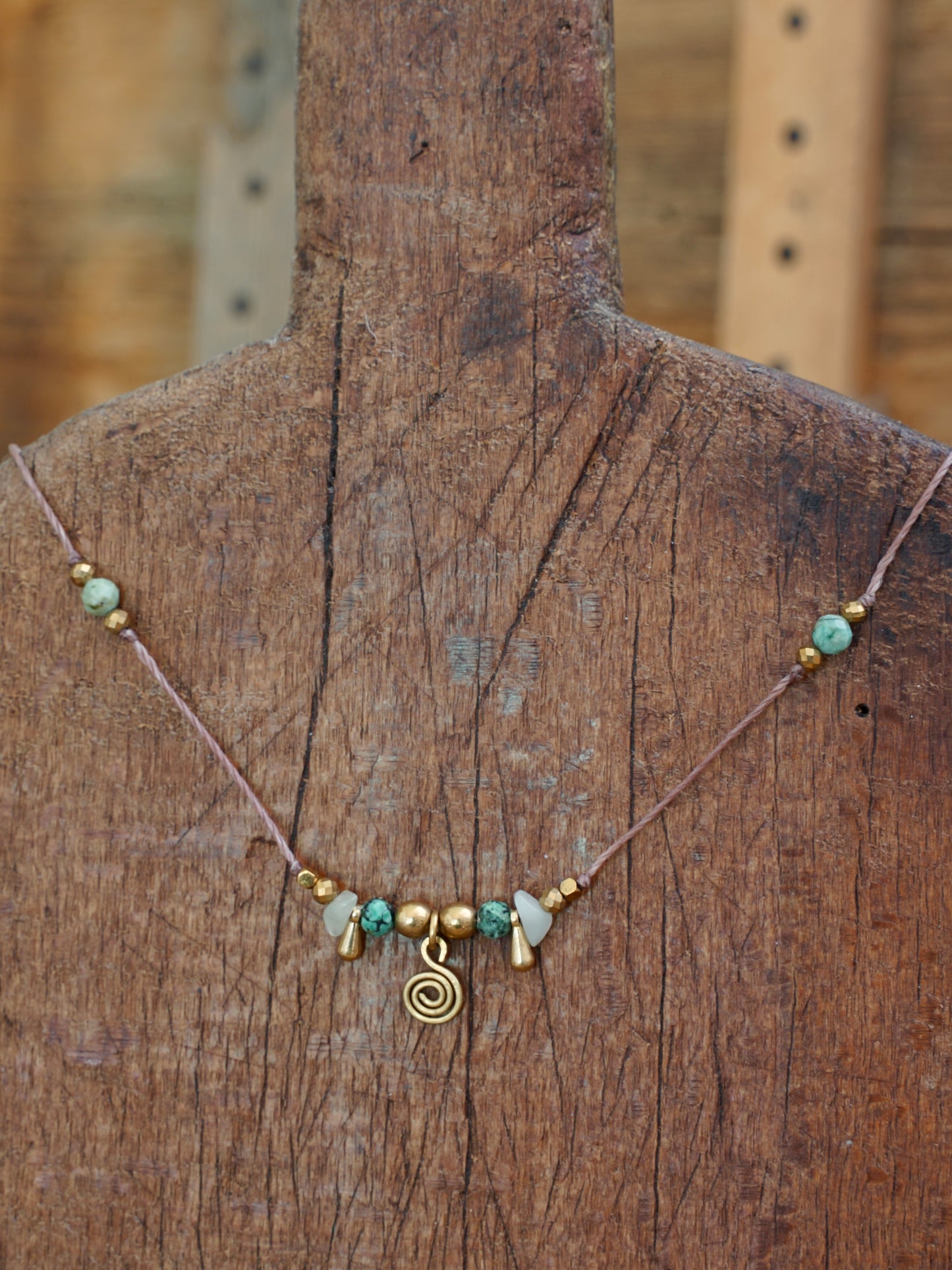 Spiral Kette Türkis gold