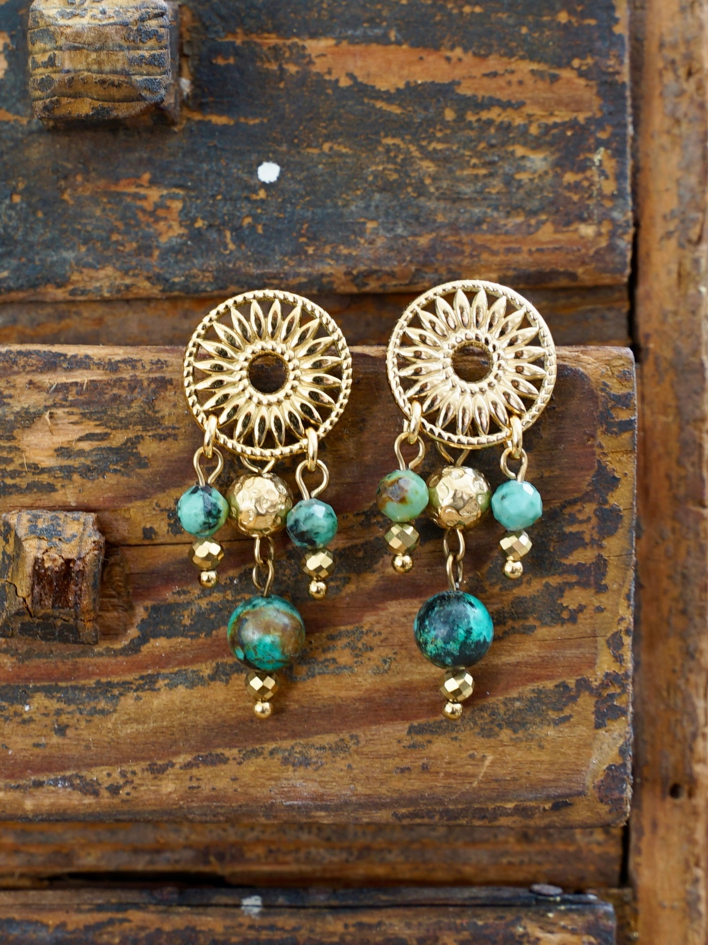 Mandala Ohrringe Türkis gold
