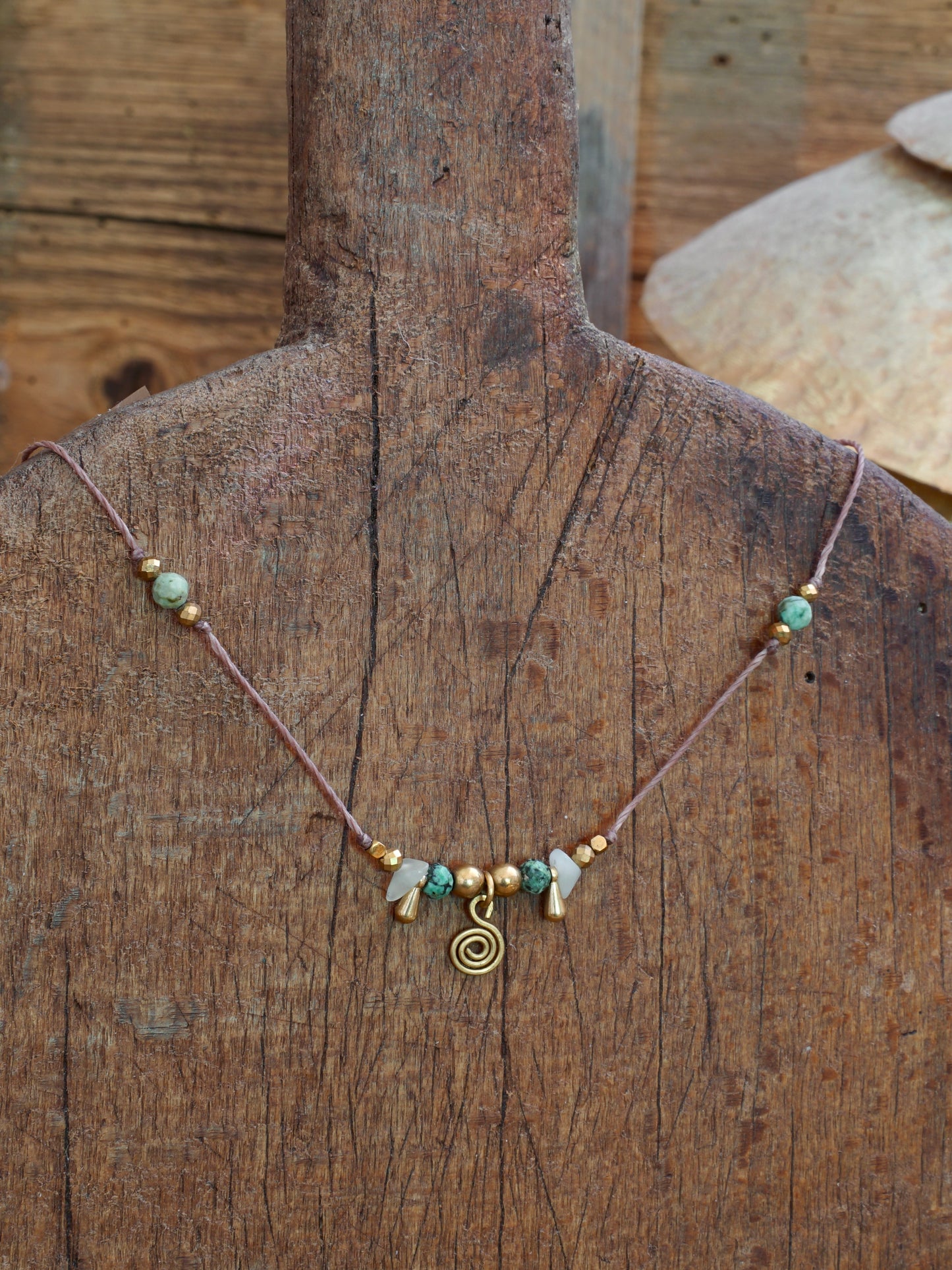 Spiral Kette Türkis gold