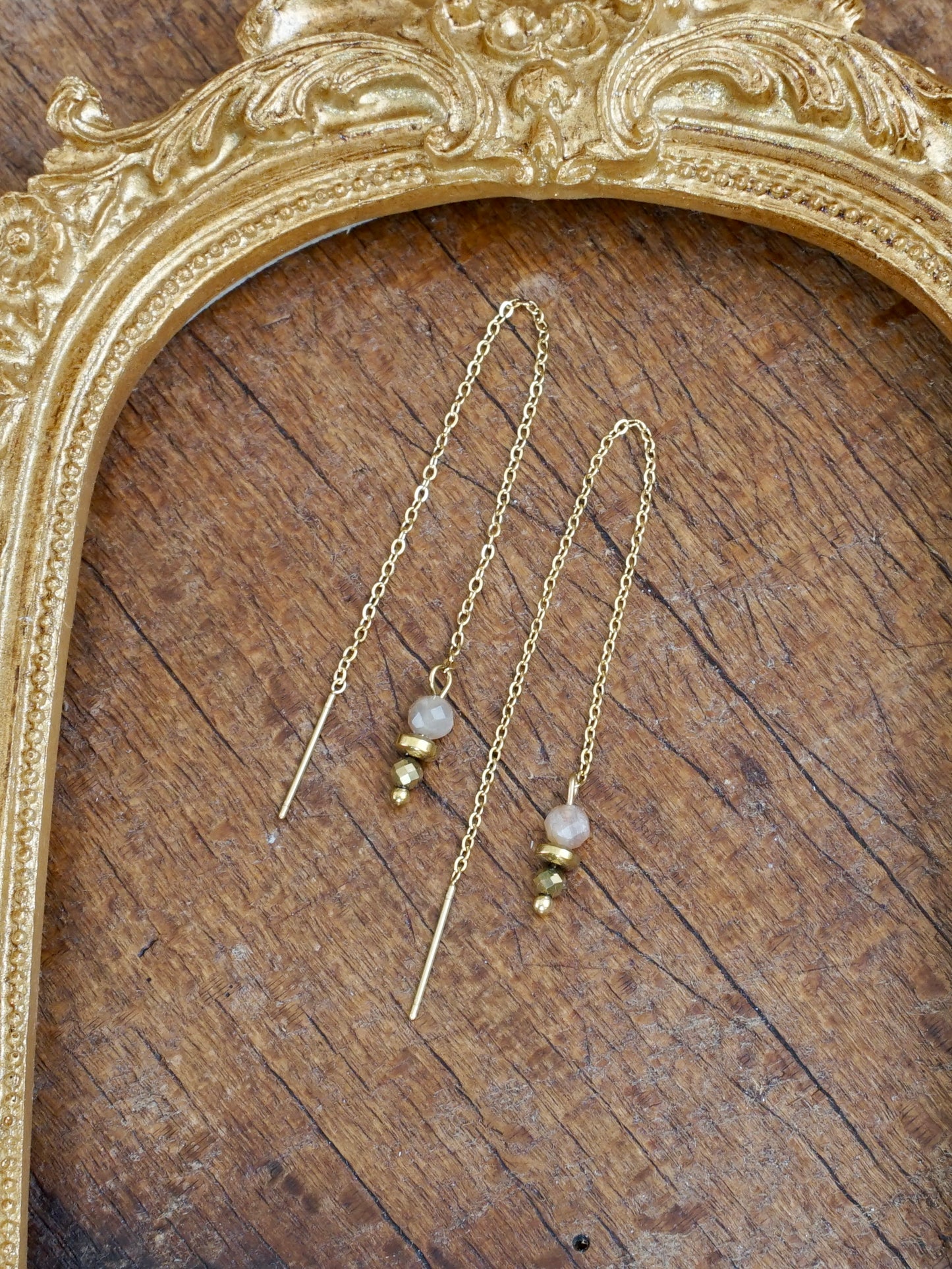 Lina Ohrringe rosa Mondstein gold