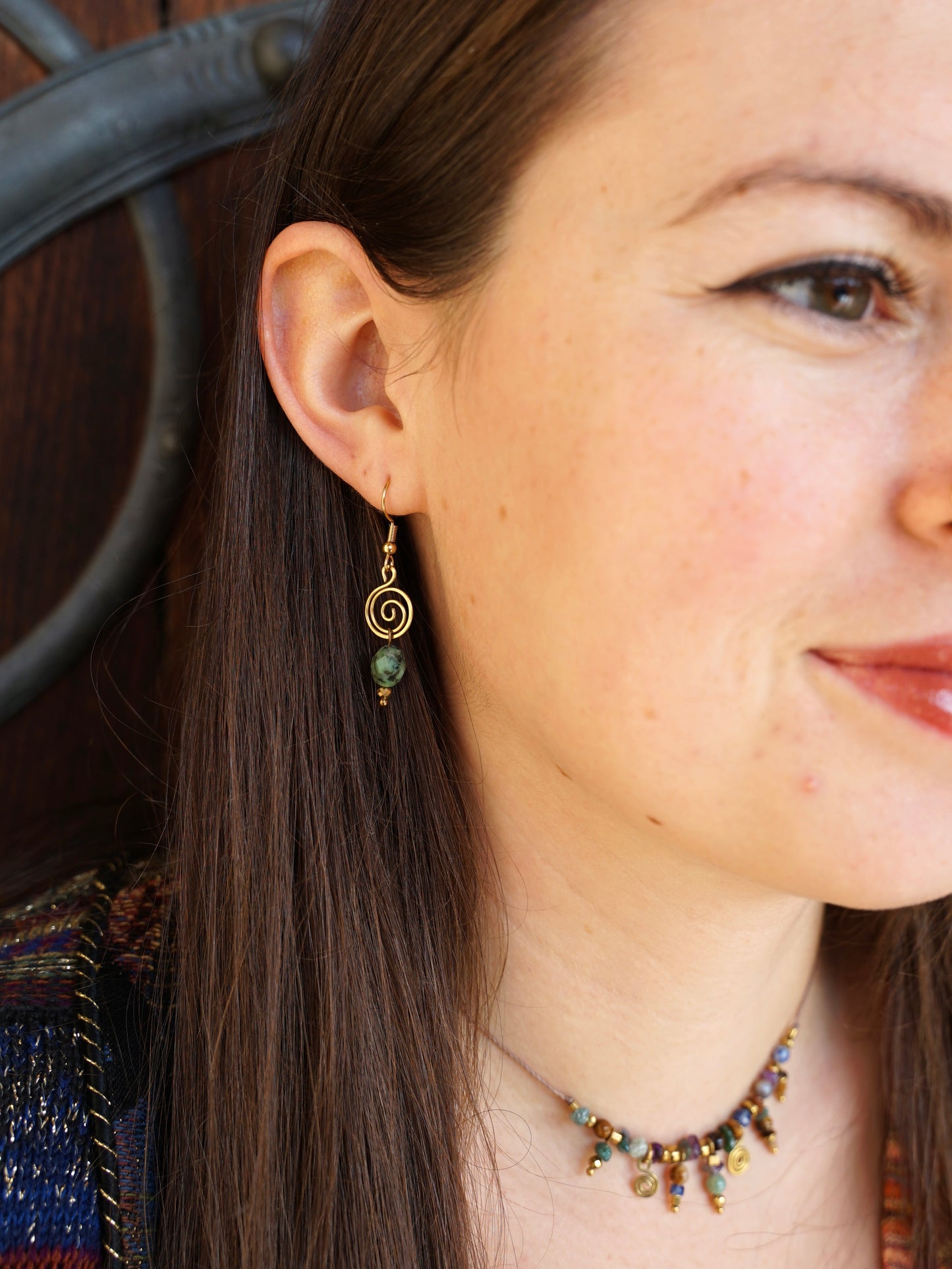 Spiral Ohrringe Türkis gold