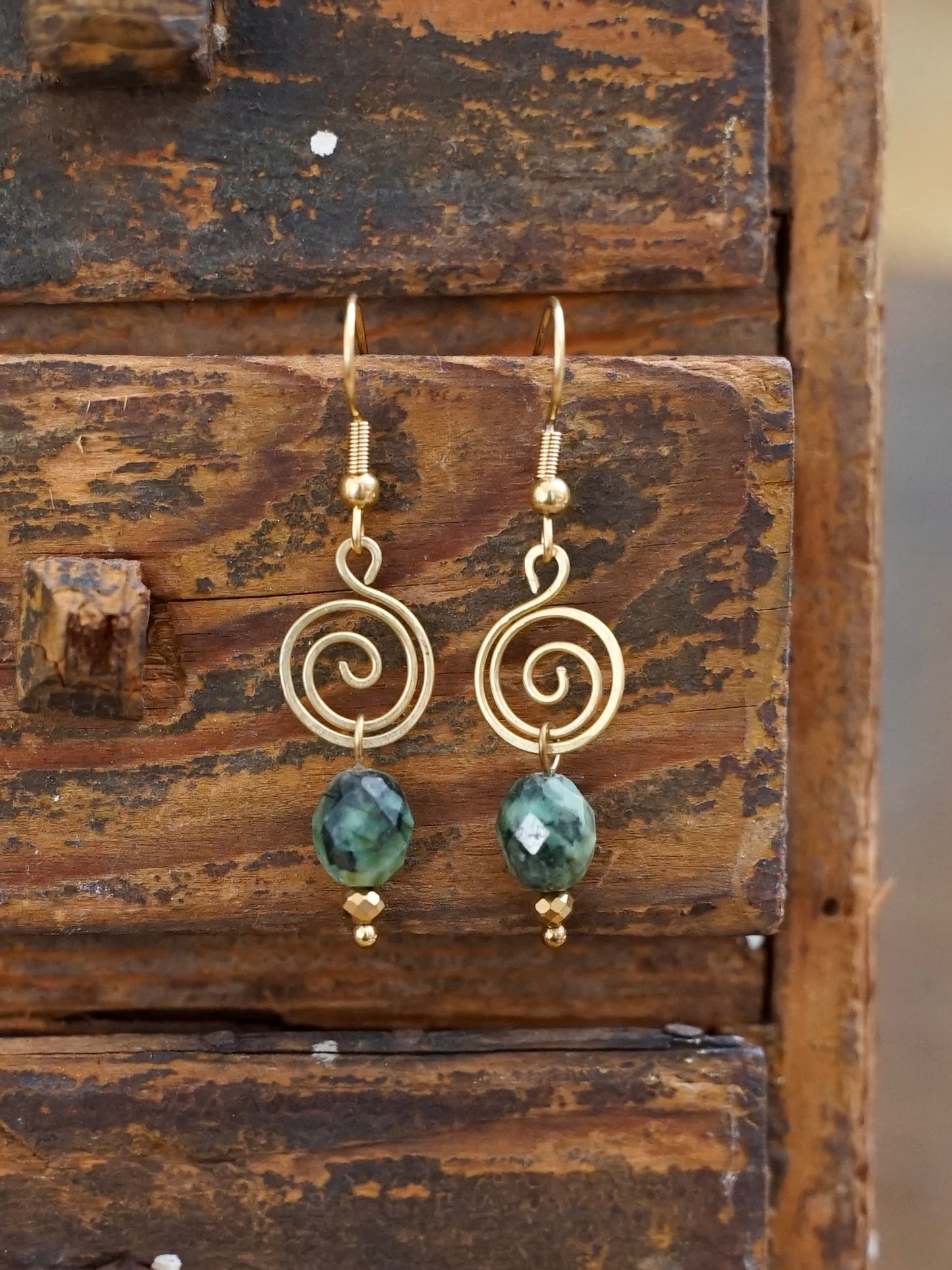 Spiral Ohrringe Türkis gold