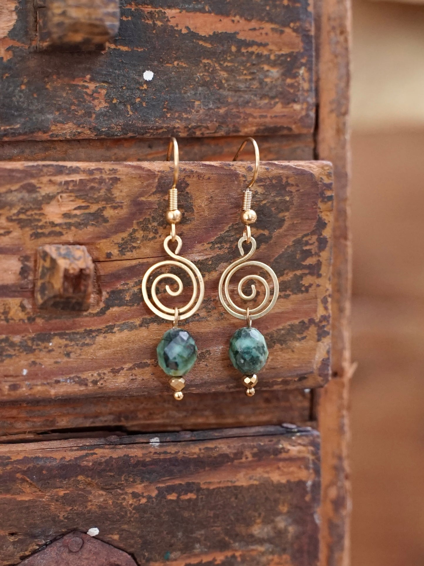 Spiral Ohrringe Türkis gold