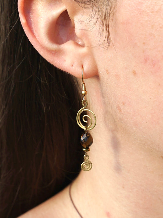 Spiral Ohrringe Tigerauge gold