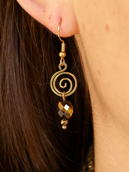 Spiral Ohrringe Tigerauge gold
