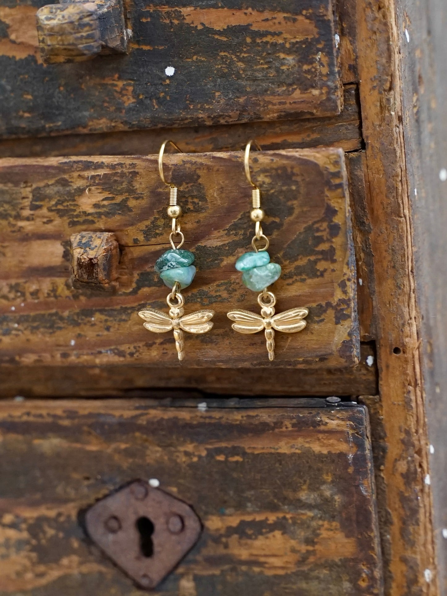 Libellen Ohrringe Achat gold