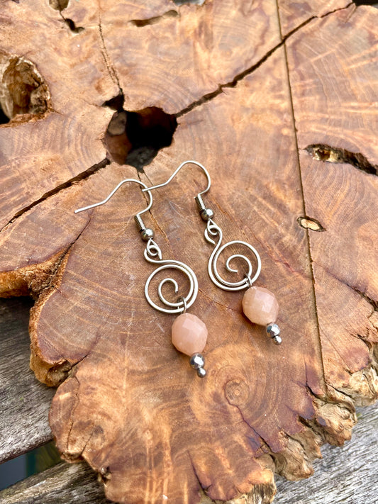 Spiral Ohrringe Mondstein silber