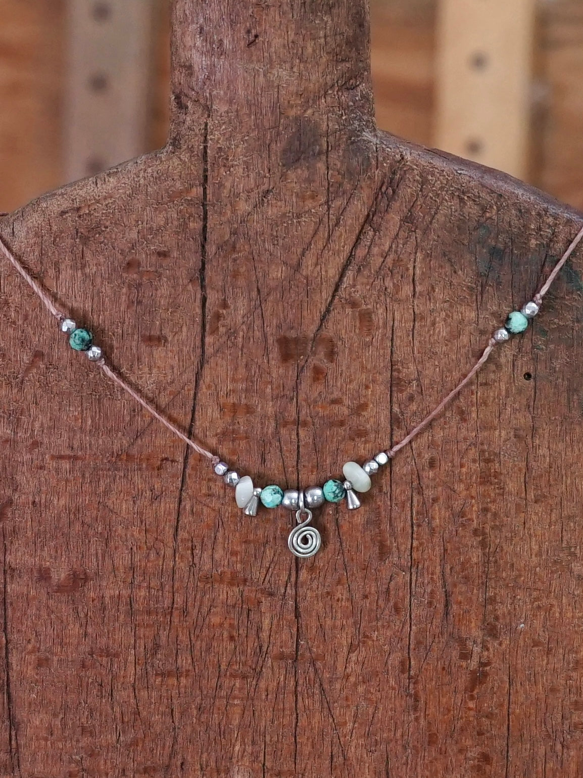 Spiral Kette Türkis silber