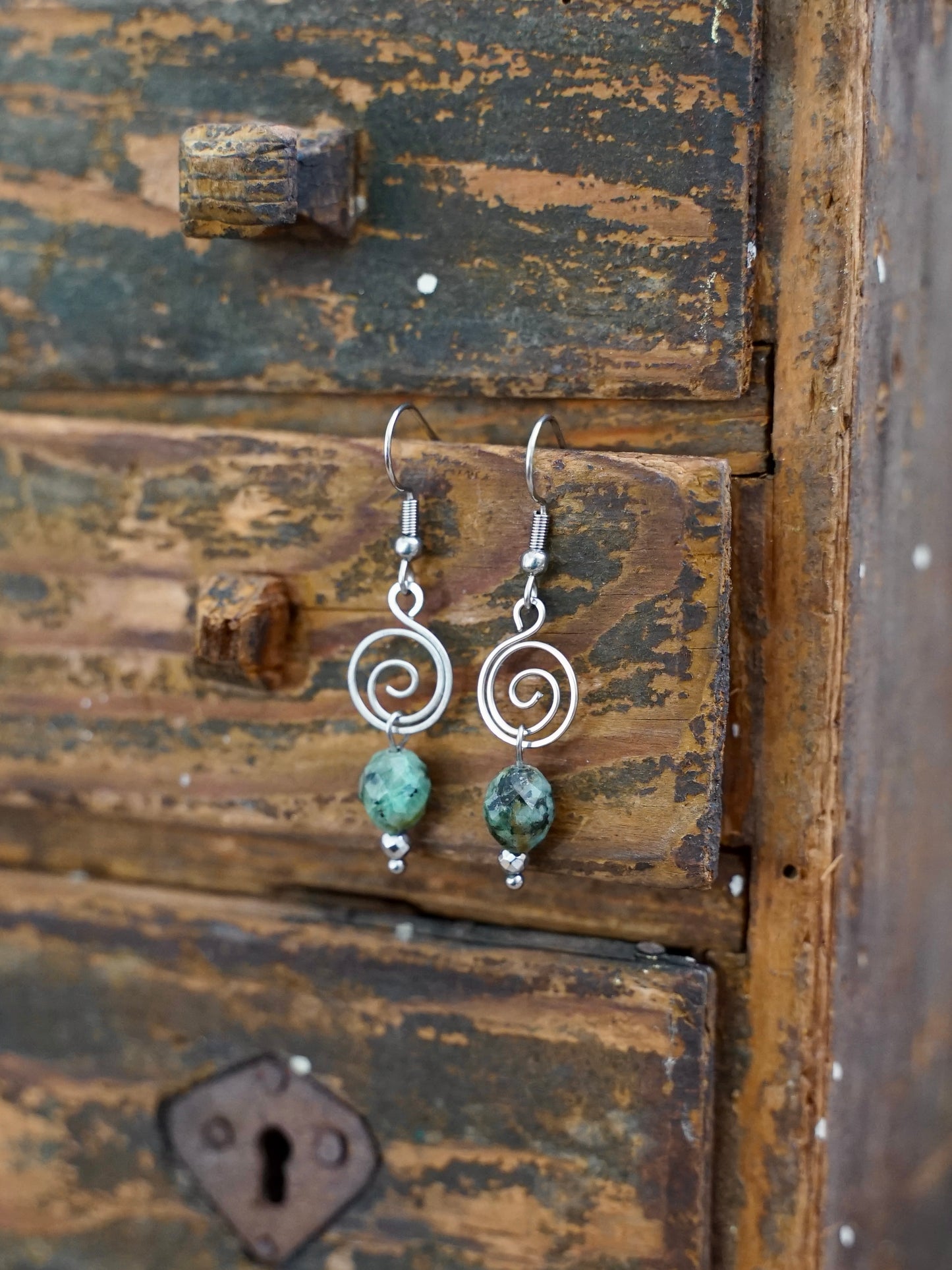 Spiral Ohrringe Türkis silber