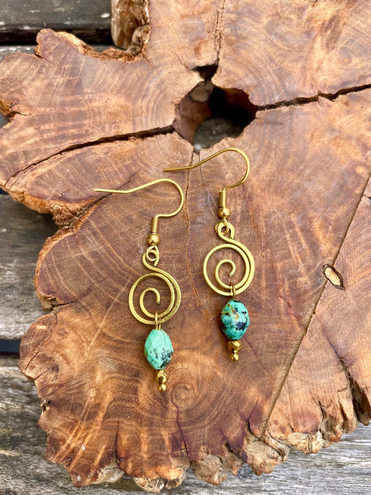Spiral Ohrringe Türkis gold