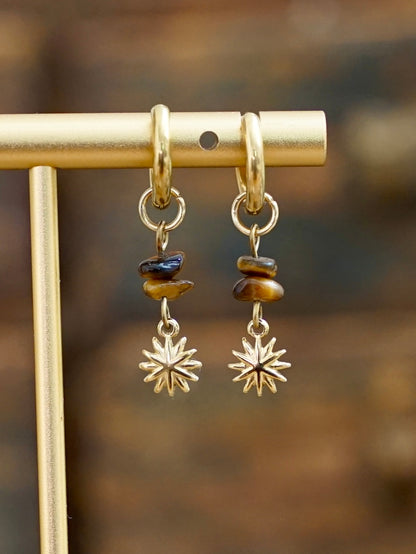Aurea Tiger's Eye Earrings Gold