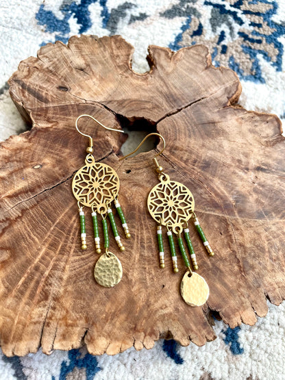 Dreamcatcher Earrings Green