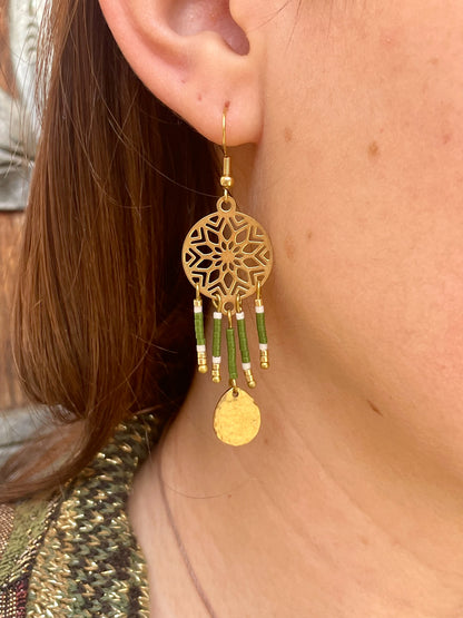 Dreamcatcher Earrings Green