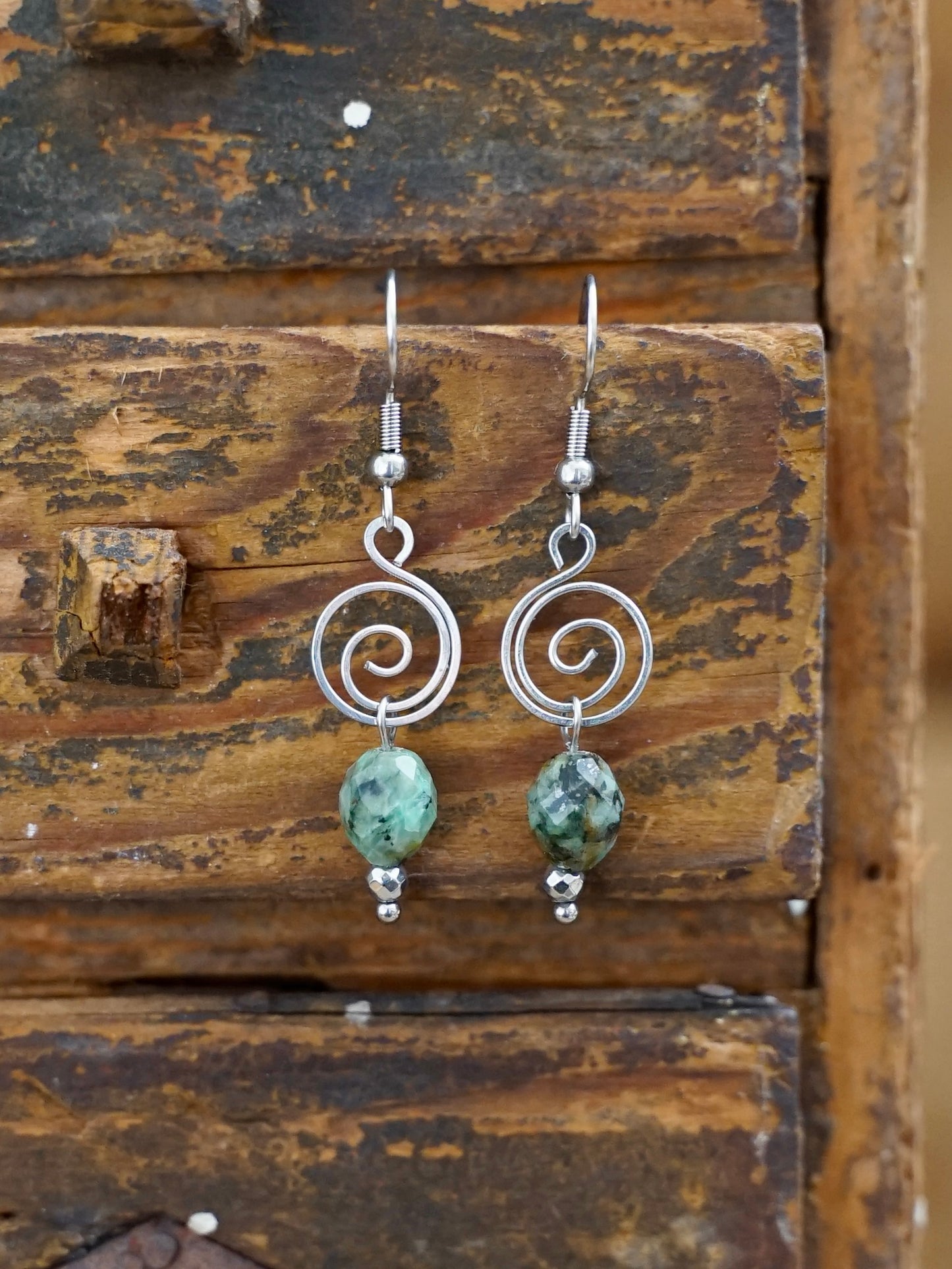 Spiral Ohrringe Türkis silber