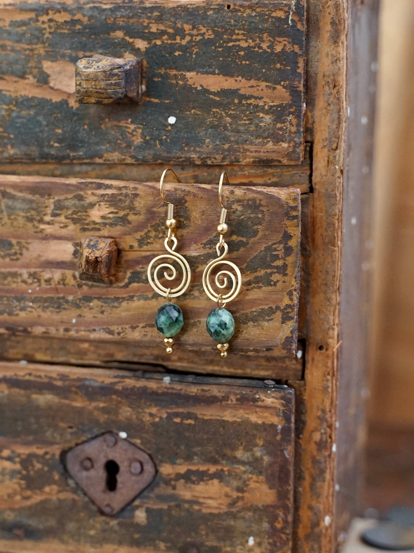 Spiral Ohrringe Türkis gold