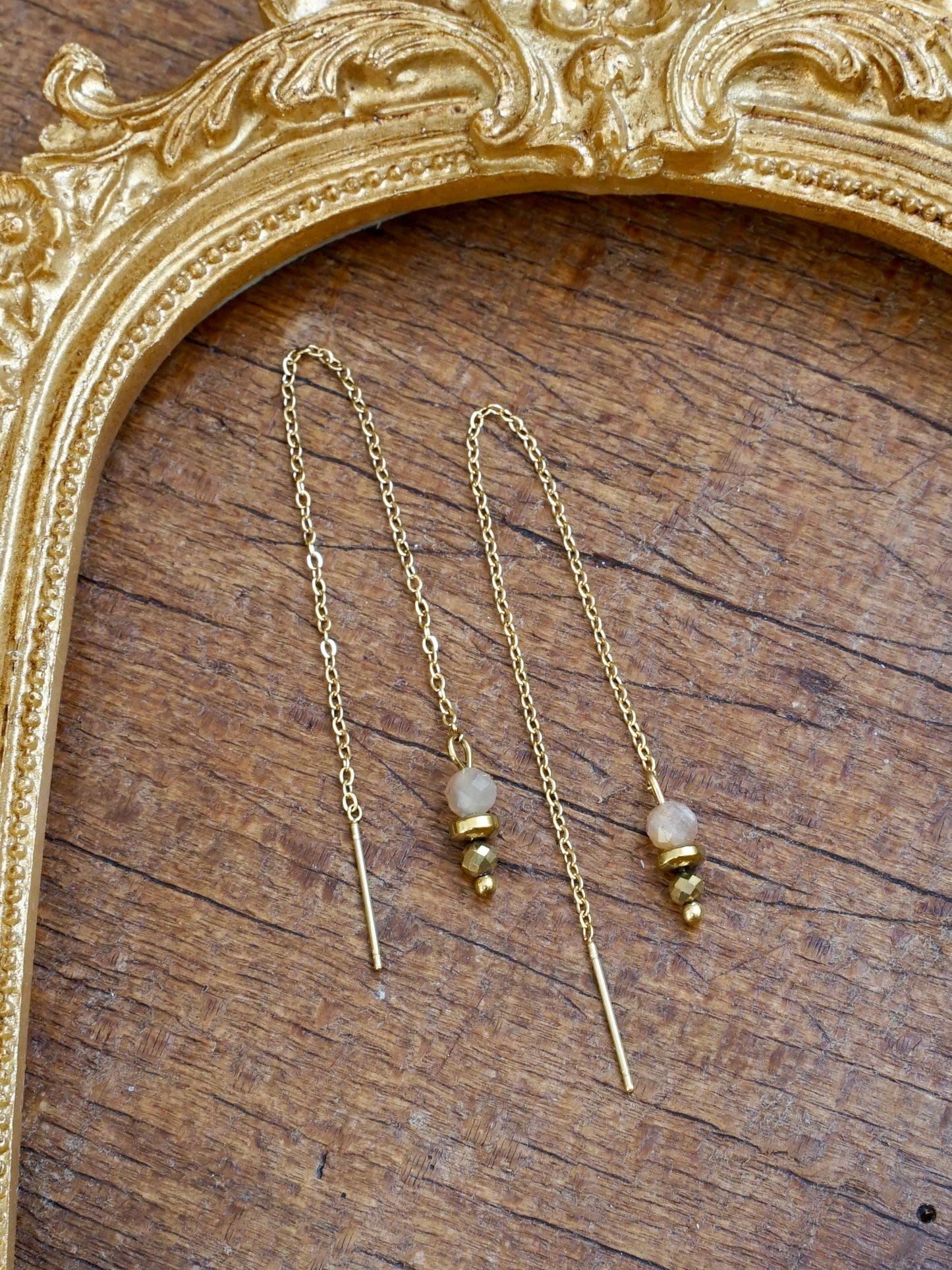 Lina Ohrringe rosa Mondstein gold