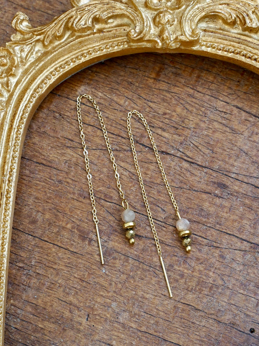 Lina Ohrringe rosa Mondstein gold