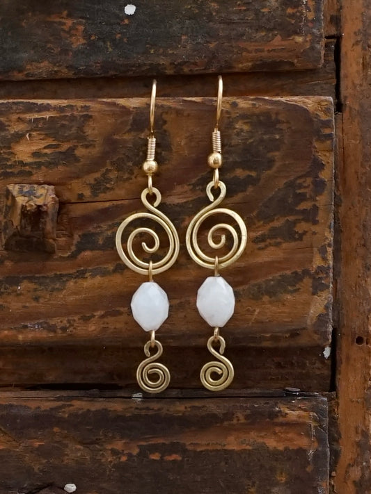 Spiral Ohrringe Mondstein gold